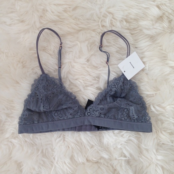 nwt uo grey rose gold lace delicate bralette - Picture 2 of 6